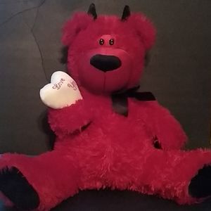 Vintage devil Valentine stuffed animal teddy bear
